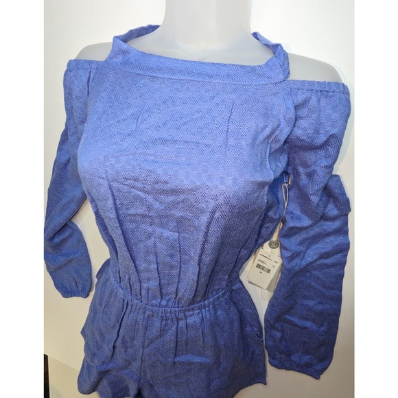 O'Neill Womens Extra Small Ellsworth Textured Off Shoulder Romper Linen Cotton - Picture 7 of 14